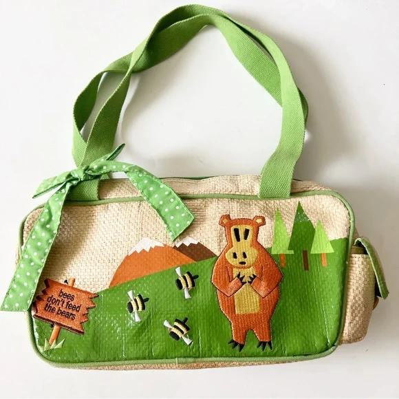 Paul Frank Rattan Purse "Bees don't feed the bears" vintage Y2K - Picture 1 of 15